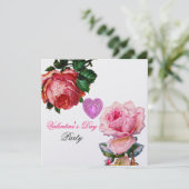 INVITATION CŒUR EN DENTELLE DE CUPIDON, ROSES ROSES VALENTINE (Debout devant)