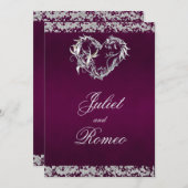 Invitation Coeur et Parties scintillant romantique sur Mariag (Devant / Derrière)