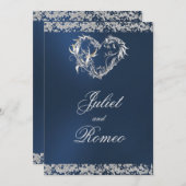 Invitation Coeur et Parties scintillant romantique sur Mariag (Devant / Derrière)