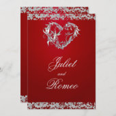 Invitation Coeur et Parties scintillant romantique sur Mariag (Devant / Derrière)