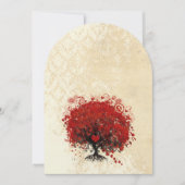 Invitation Coeur Feuille Rouge Arbre Vintage Oiseaux Mariage  (Devant)