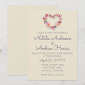 Invitation Coeur floral (Devant / Derrière)