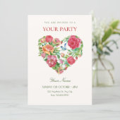 Invitation cœur floral (Debout devant)