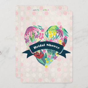 Invitation Coeur floral avec Fête des mariées de fleurs tropi