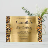 Invitation Coeur Gem Leopard Or Cuivre 21e anniversaire (Debout devant)