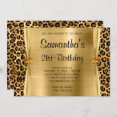 Invitation Coeur Gem Leopard Or Cuivre 21e anniversaire (Devant / Derrière)