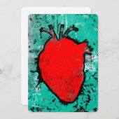 Invitation cœur grunge (Devant / Derrière)