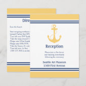 Invitation Cœur jaune Ancre Mariage Réception Direction (Devant / Derrière)