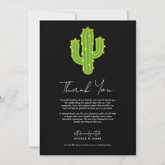 Invitation Coeur jaune Cactus Fiesta Love Merci (Devant)