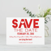 Invitation Coeur mignon Enregistrer la date Annonce, Rouge fo (Debout devant)