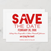 Invitation Coeur mignon Enregistrer la date Annonce, Rouge fo (Devant / Derrière)