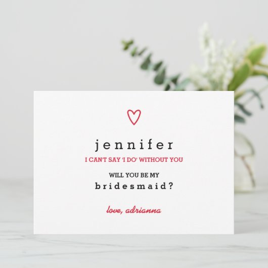 Invitation Coeur moderne minimal |  (Debout devant)
