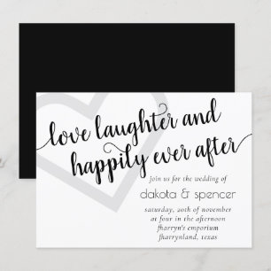 Invitation Coeur moderne simple Noir et blanc classique