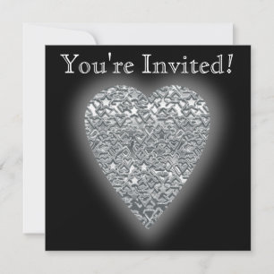 Invitation Cœur. Motif gris clair et gris moyen imprimé.
