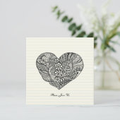 Invitation Coeur noir élégant (Debout devant)