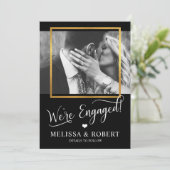 Invitation Cœur Or Feuille WE'RE ENGAGED Engagement | PHOTO (Debout devant)