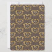 Invitation Coeur or mariage brun foncé (Dos)