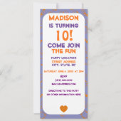 Invitation Coeur Orange violet Cercles Carré Points Anniversa (Devant)