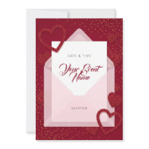 Cœur Pailleté Rouge Enveloppe Rose Romantique