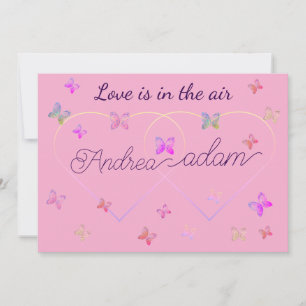 invitation coeur papillons volants modernes