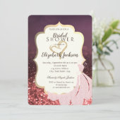 Invitation Coeur Parties scintillant or, Robe Fête des mariée (Debout devant)