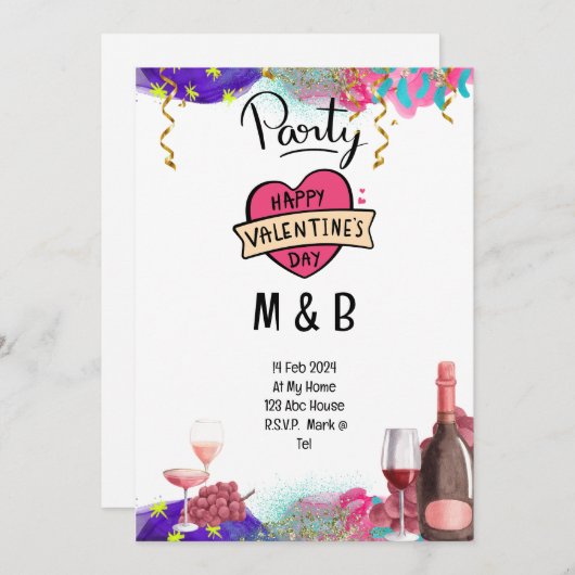 Invitation Coeur pour la Saint Valentin [arty enregistrer la (Devant / Derrière)