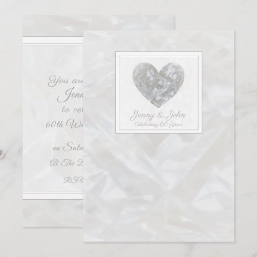 Invitation cœur pour les 60 ans de mariage de diam (Devant / Derrière)