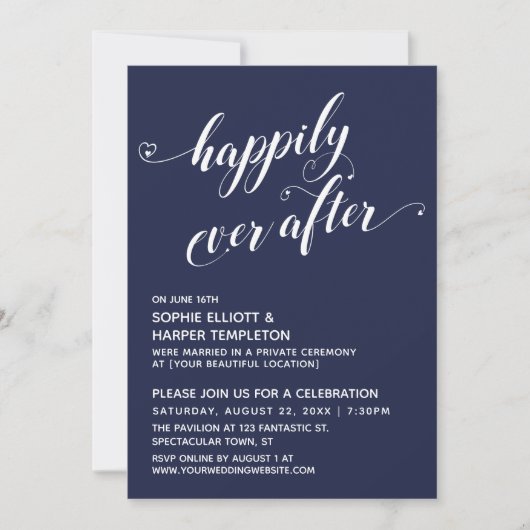 Invitation Cœur pour toujours scénario marine réception (Devant)