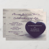 Invitation Coeur pourpre d'âle sur un mémorial de plage (Devant / Derrière)
