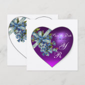 Invitation CŒUR POURPRE N'OUBLIEZ PAS MON INITIALE Métal Arge (Devant / Derrière)