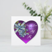 Invitation CŒUR POURPRE N'OUBLIEZ PAS MON INITIALE Métal Arge (Debout devant)