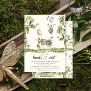 Invitation Cœur qui attend à peine Sip & See Fille Baby Showe