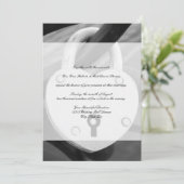 Invitation Coeur romantique amour serrure photo mariage invit (Debout devant)