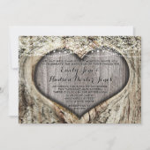 Invitation Coeur romantique dans le Mariage de forêt de tronc (Devant)