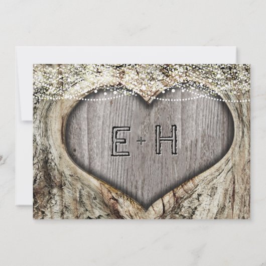 Invitation Coeur romantique dans le Mariage de forêt de tronc (Dos)