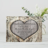 Invitation Coeur romantique dans le Mariage de forêt de tronc (Debout devant)