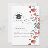 Invitation Coeur romantique Floral Printemps Graduation (Devant)