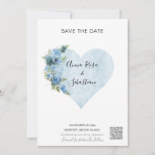 Invitation *~* Coeur Rose bleu AR6 QR MARIAGE ENREGISTRER LA  (Devant)