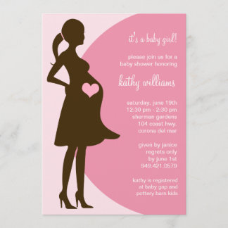 Invitation Coeur rose dans l'invitation du Baby shower tamisé