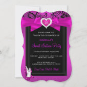 Invitation Coeur rose Doux 16 Anniversaire Fête talons hauts (Devant)