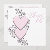 Invitation Coeur rose Doux rose 16 Parti (Devant / Derrière)