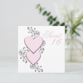 Invitation Coeur rose Doux rose 16 Parti (Debout devant)