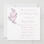 Invitation Coeur rose Doux rose 16 Parti (Dos)