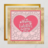 Invitation Cœur Rose Élégant Joyeuse Saint-Valentin Élégant (Devant / Derrière)