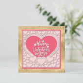 Invitation Cœur Rose Élégant Joyeuse Saint-Valentin Élégant (Debout devant)