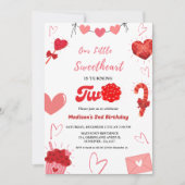 Invitation Coeur rose et rouge Valentine 2e anniversaire (Devant)