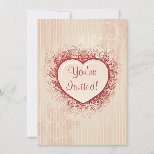 Invitation Coeur rose Grunge (Devant)