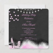 Invitation Coeur rose hauts talons Anniversaire Lampe de tabl (Dos)