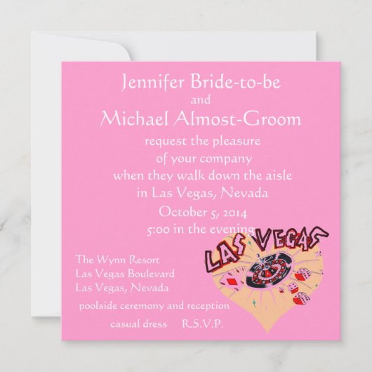 Invitation Coeur rose Mariage de Las Vegas (Devant)