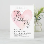 Invitation Coeur rose noir et blanc élégant (Debout devant)